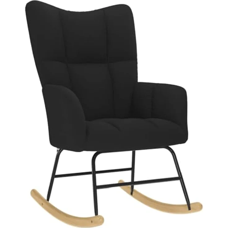 vidaXL Schaukelstuhl mit Fußhocker Schwarz Stoff 4016802 – Bild 5
