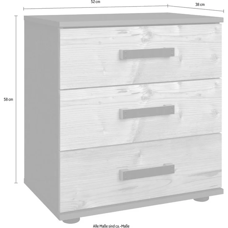Wimex Nachttisch Stockholm, Nachtkommode 52cm breit, Made in Germany, Industrial Look, 2 Höhen zur Auswahl, einzeln oder im 2er Set – Bild 2