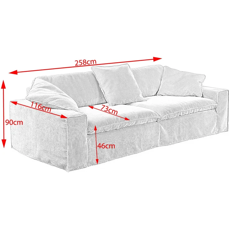 KAWOLA Sofa NETTA 4Sitzer Bezug abziehbar Cord moosgrün 90 x 116 x 258 cm – Bild 7
