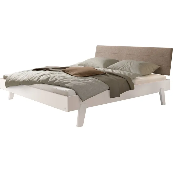 Hasena Polsterbett Vasto Weiß mit Stoffbezug Pace Sand 160x210 cm, Komforthöhe 25 cm MDF weiss deckend