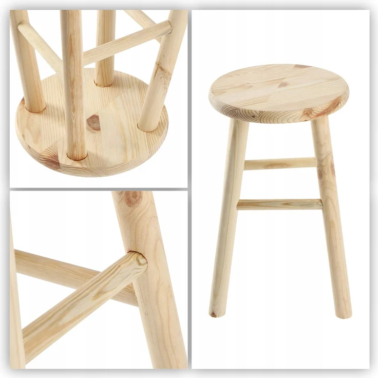 KADAX Holz-Küchenhocker, Hocker, Stuhl, 46 cm, massive Kiefer – Bild 8