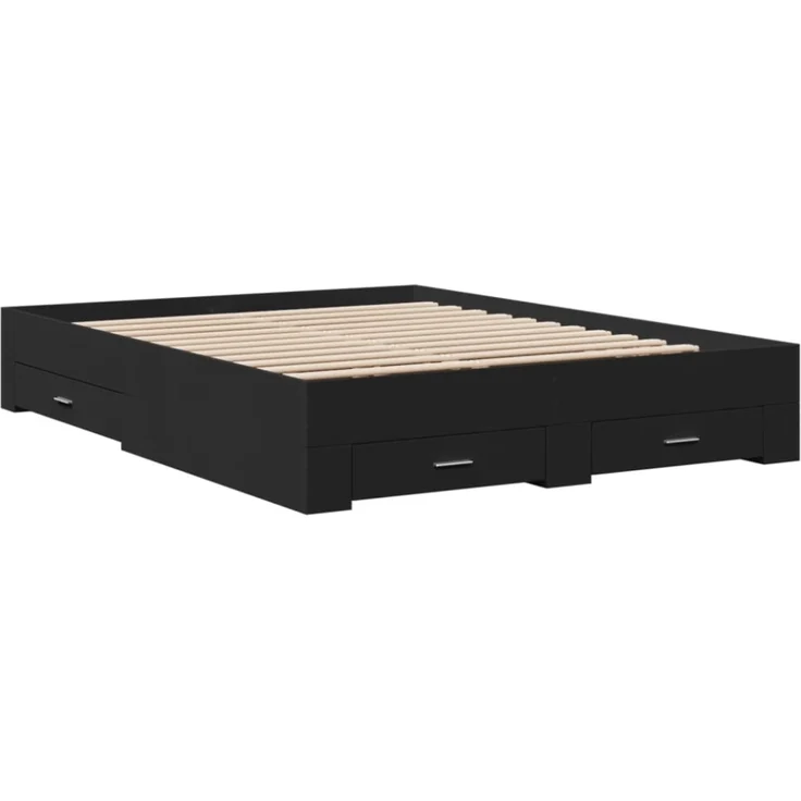 vidaXL Bettgestell mit Schubladen Schwarz 140x200 cm Holzwerkstoff 3280385 – Bild 9