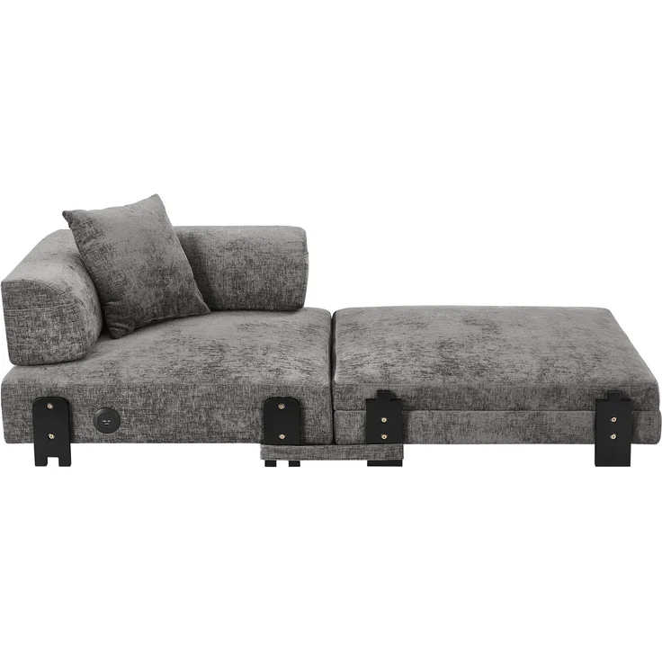 ZUBALIYA Sofa mit LED - Beleuchtung, mit USB - Anschluss, für Wohnzimmer und Apartments, mit stabilem Untergestell, Beige – Bild 11