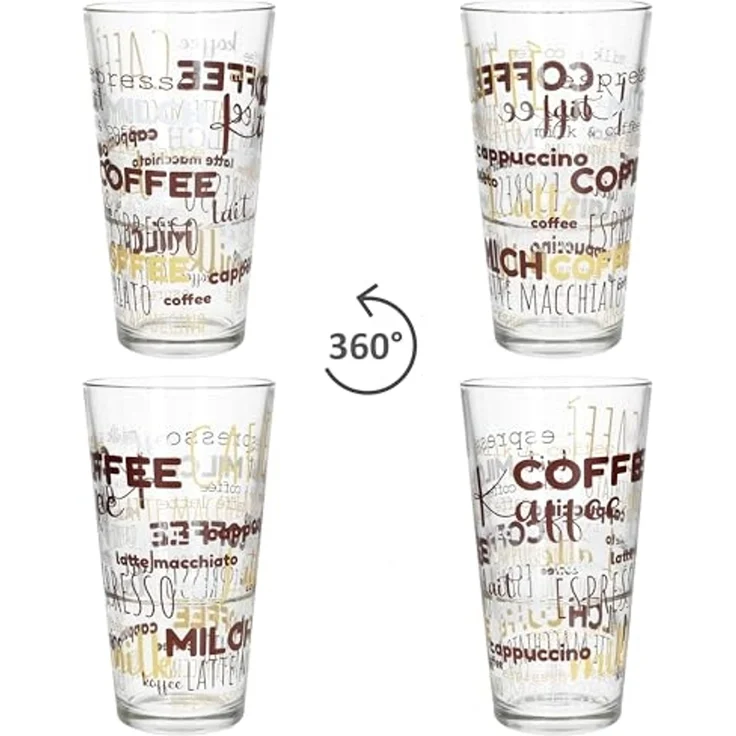 MamboCat Latte-Macchiato-Glas 12x Candy Latte Macchiato Gläser 380ml Schrift-Dekor stapelbar, Glas – Bild 4