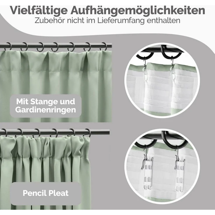 Blumtal Verdunkelungsvorhang Verdunkelungsvorhang 2er-Set Thermovorhang Wärme- & Kälteisolierend, OEKO TEX Zertifiziert mit Kräuselband – Bild 2