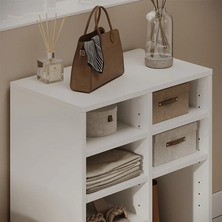 Schuhschrank Hermia Weiß 53 x 99 cm mit 7 offenen Fächern Vicco – Bild 4