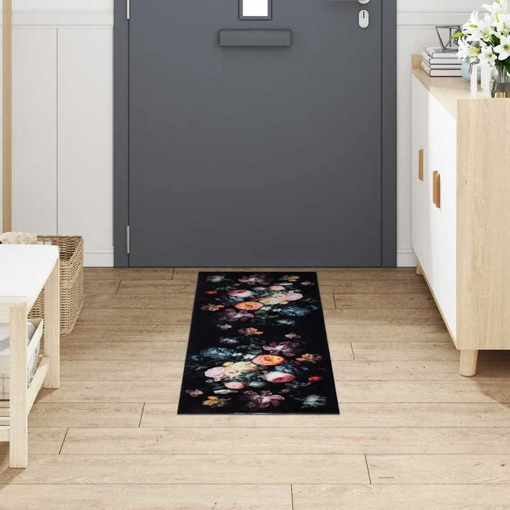 vidaXL Küchen Teppich Schwarz 150 x 45 cm Samt 42013426 – Bild 2