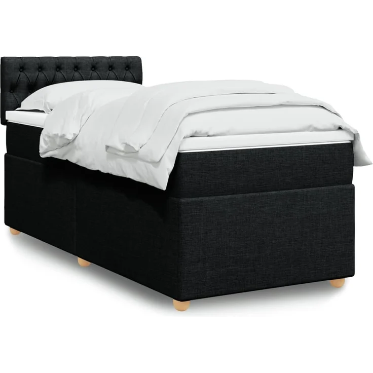 vidaXL Boxspringbett mit Matratze Schwarz 90x190 cm Stoff 3288844 – Bild 1