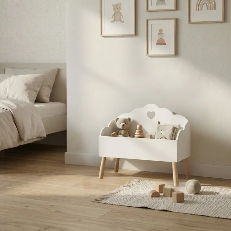 BOXIMO Aufbewahrungsbox Spielzeugkiste mit Wolkenmotiv NUVU, 55 x 45 x 28 cm