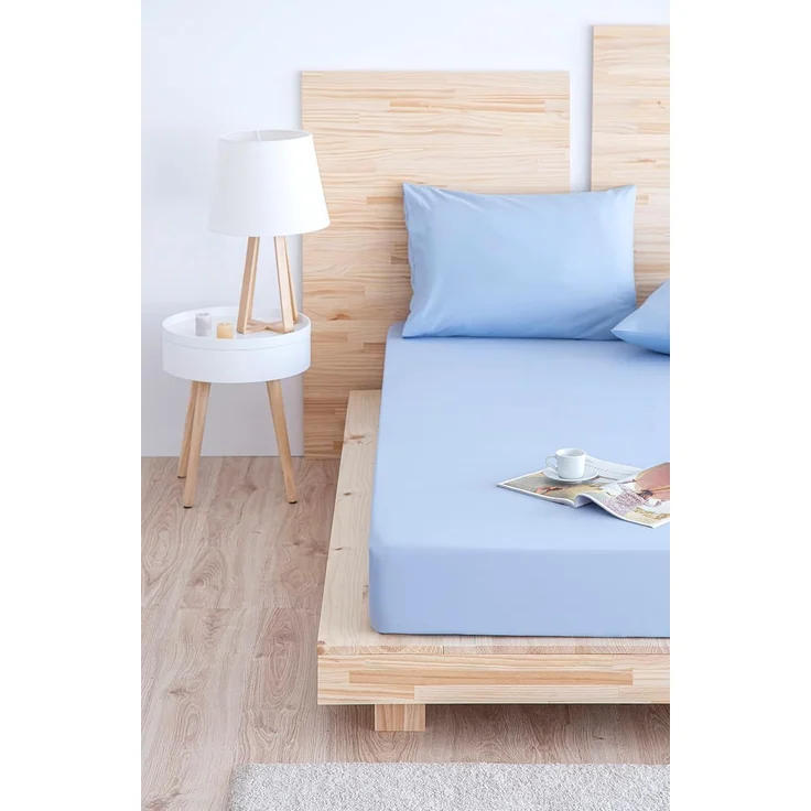 Spannbettlaken aus gebürsteter Mikrofaser, extra weich, für Betten 90x190/200 cm, Hellblau – Bild 5