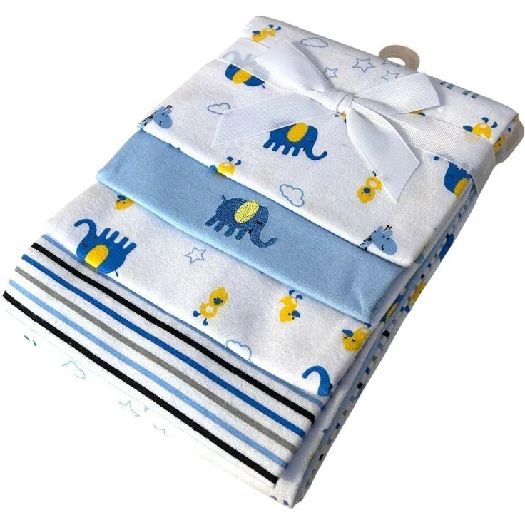 4er Pack Moltontücher » Geschenkset » Baby Spucktuch 76 x 76 cm » Wickelunterlage aus Baumwolle » leichte Decke & Stilltuch » Baby Starter-Set - Tiere