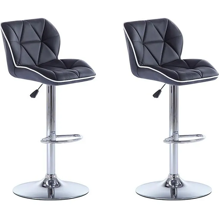 Barhocker 2er-Set CALVIN - Höhenverstellbar - Schwarz