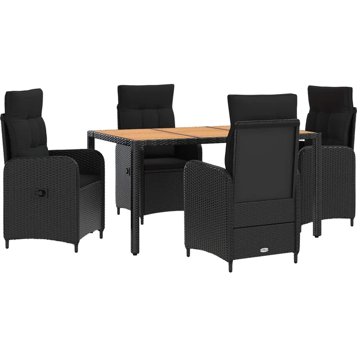 vidaXL Outdoortisch-Set 5 stk. Schwarz 150 x 90 x 75 cm 3422268 – Bild 2