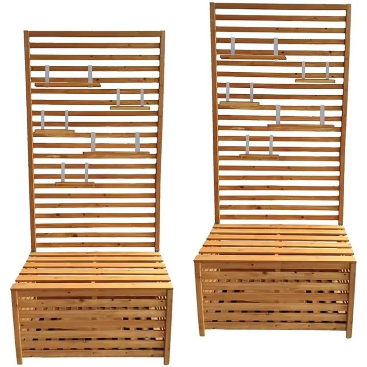 Divit Aufbewahrungsbox 2x Gartentruhe mit Regalen GR1 Gartenbank Pflanzregal – Bild 4