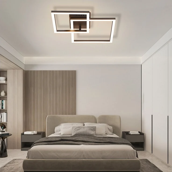 Nettlife LED Deckenleuchte Flur Wohnzimmer Schwarz modern Kristall Deckenlampe 12/24W, LED fest integriert, Warmweiß, ohne Kristalle 20W 34.5*34.5*6.7cm für Wohnzimmer Flur Schlafzimmer – Bild 2