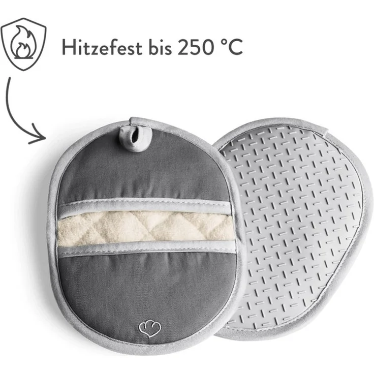 Springlane Topfhandschuhe SPRINGLANE Topflappen-Set 2-tlg. Grau, Silikon & Baumwolle, (2-tlg) – Bild 2