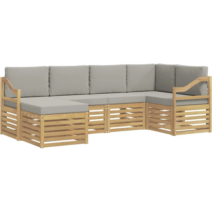 vidaXL Outdoor-Sofagarnitur 6 stk. 5-Sitzer Weiß und Hellgrau 3392131 – Bild 2