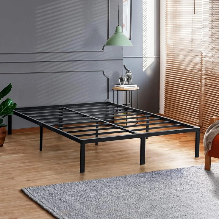Olee sleep 35cm Stabiler Stahlbett / Stahl Lattenrost / Anti-Rutsch-Unterstützung / Matratzenrahmen / Metallbett / Bettrahmen / Bett / 140x200 cm / Full / Schwarz / Metall – Bild 4