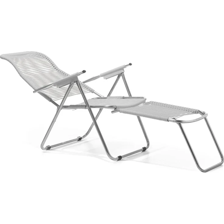 FIAM Liegestuhl Spaghetti Gartenstuhl Weiß Sessel mit Beinauflage 60x72x108 cm – Bild 4