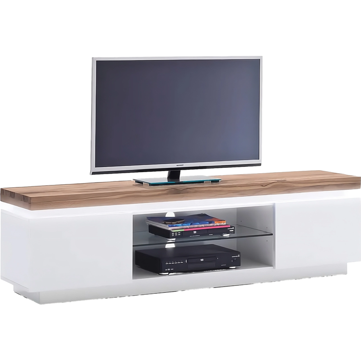 Wohn Schick ROMINA Lowboard, Korpus/Front:weiß, Deckplatte, Eiche massiv,LED Beleuchtung weiß dimmbar - H 49 cm x T 40 cm x B 175 cm – Bild 3