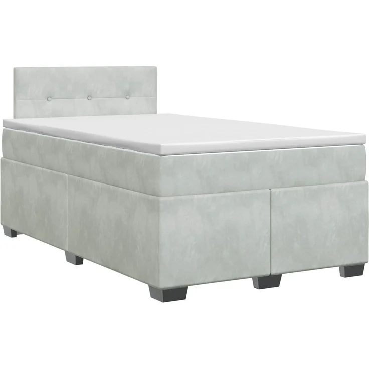 vidaXL Boxspringbett mit Matratze Hellgrau 120 x 190 cm Samt 3450674 – Bild 2