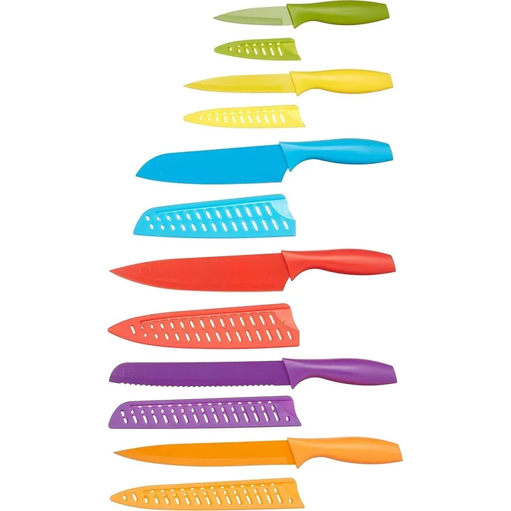 AmazonBasics Messer-Set, bunt, 12-teilig