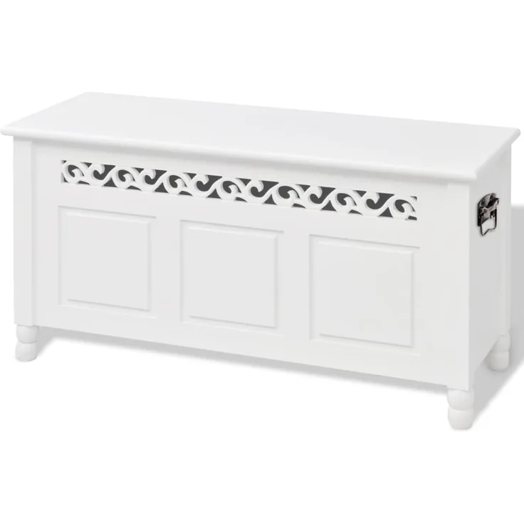 vidaXL Aufbewahrungsbank Barockstil MDF Weiß 242646