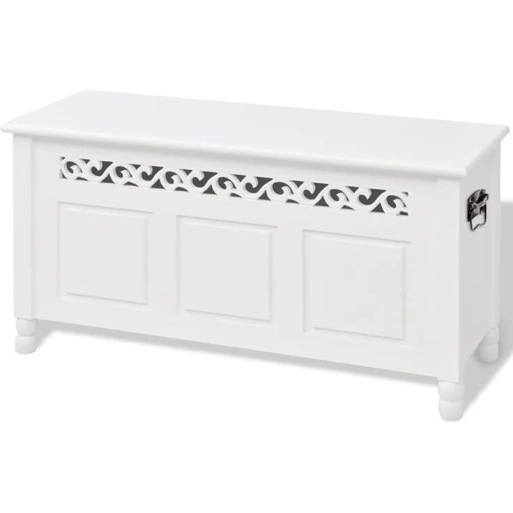 vidaXL Aufbewahrungsbank Barockstil MDF Weiß 242646 – Bild 1