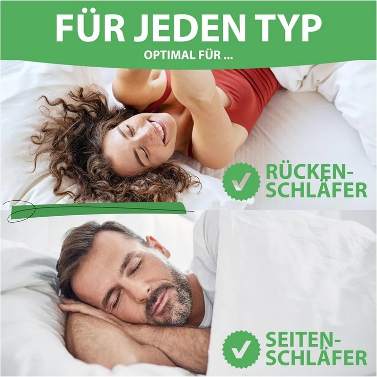 Welldora 3-Kammer-Kopfkissen Premium Kopfkissen, Ergonomisch optimiertes Nackenstützkissen, Füllung: Daunenfasern & Federn, Mittelfestes Kissen fachärztlich geprüft, 40 x 40 cm – Bild 2