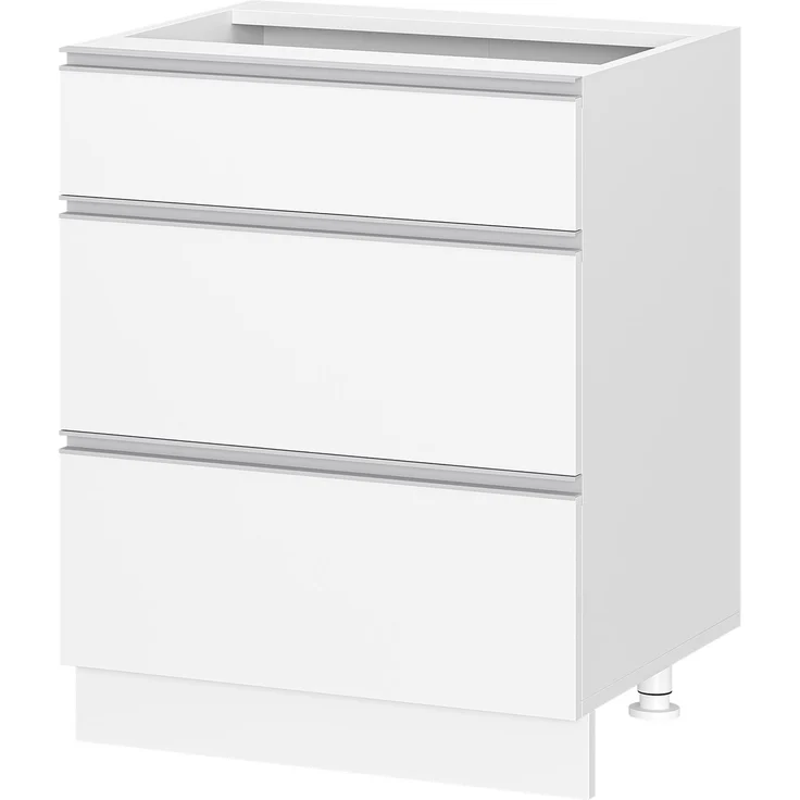 Halupeit Weißer Aufbewahrungsschrank, drei Schubladen + Trennwände + verstellbare Metallfüße, 60,5 × 51,5 × 82 cm – Bild 2