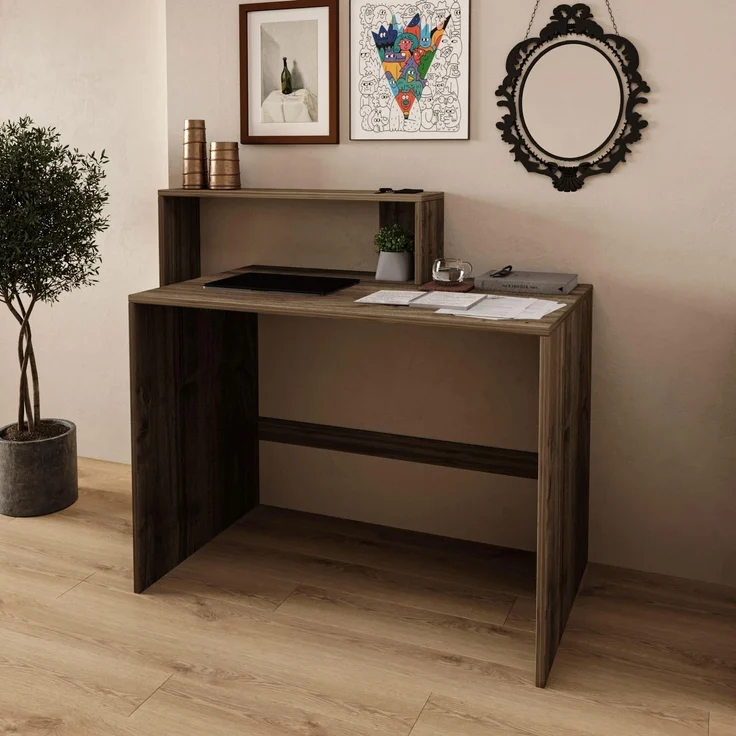 Skye Decor 'Amber - Walnut' Schreibtisch, Walnuss, 121,8 x 96 x 55 cm – Bild 5