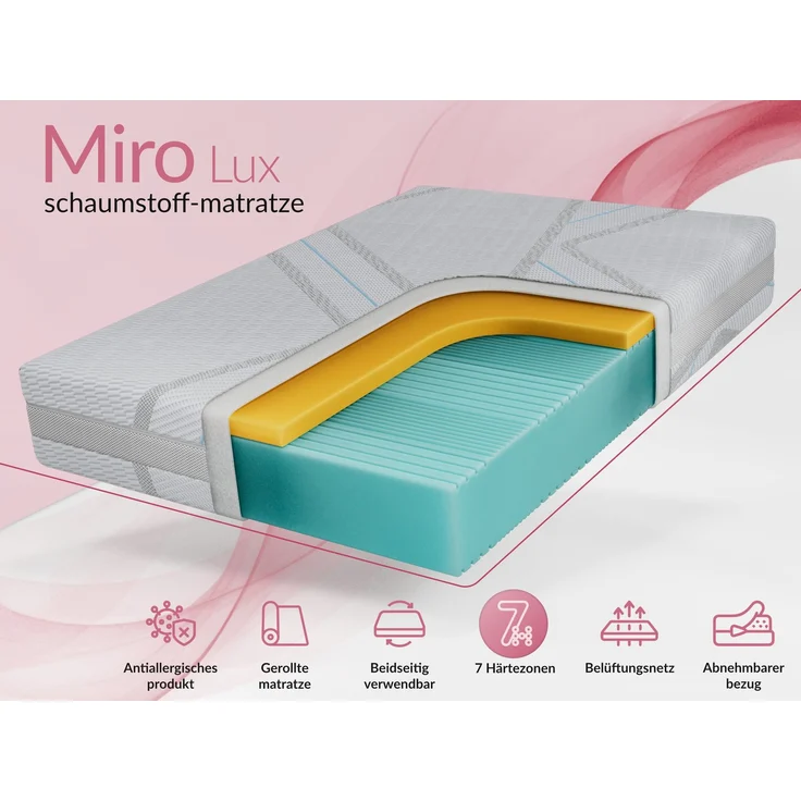 Jugendbett 90x200 ARVO Polsterbett mit Bettkasten, Stauraum & Gasdruckfeder, Modernes Design mit Kopfteil, Foam Matratze - Dunkelbeige Strukture - MIRO LUX - Links Seite – Bild 7