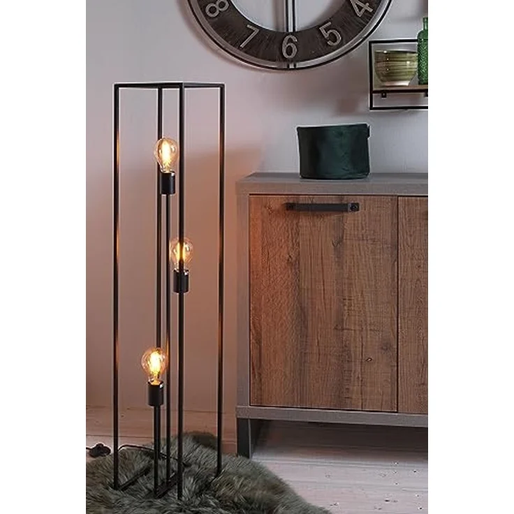 casa NOVA Stehlampe HAMPER, H 120 cm, Ein-/Ausschalter, ohne Leuchtmittel, Metall, schwarz, mit Fußschalter – Bild 4