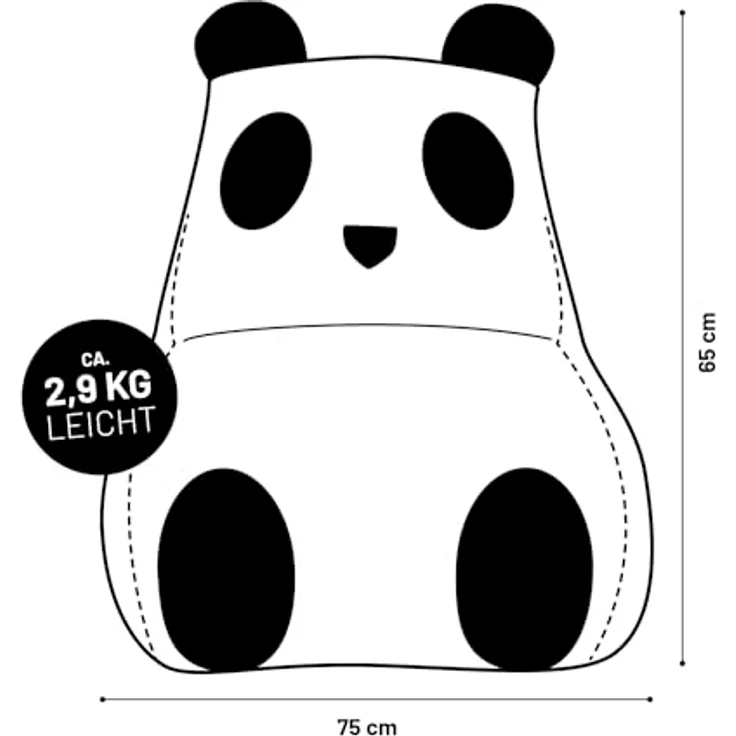 LUMALAND 'Animal Line Panda' Kindersitzsack, indoor & outdoor, Polyester türkis / pink, 180 l – Bild 3