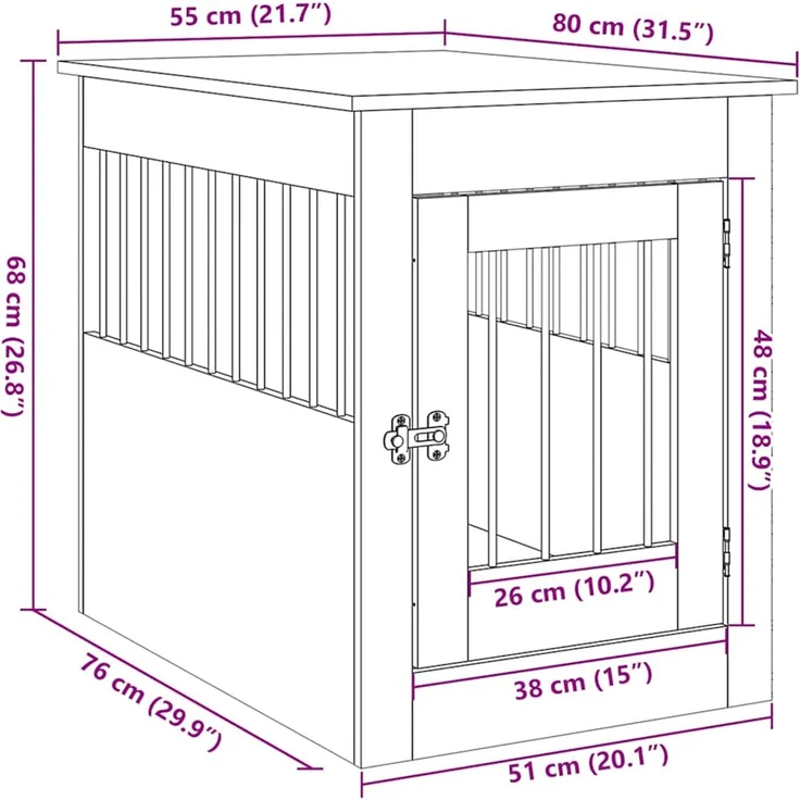 vidaXL Hundebox-Möbel Schwarze Eiche 55 x 80 x 68 cm Holzwerkstoff 862176 – Bild 12