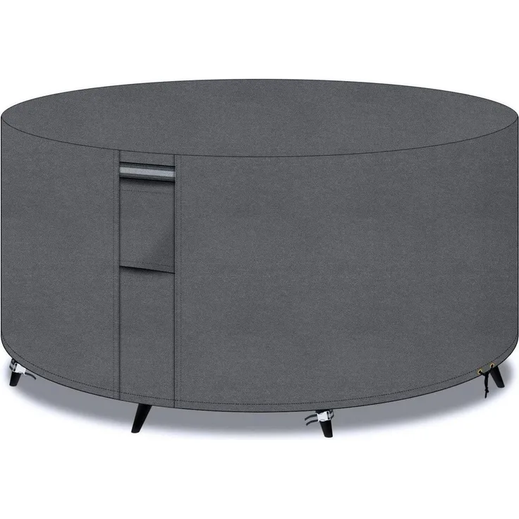Tischabdeckung Rund Lüftungsschlitze 600D Oxford 250x90cm Grau