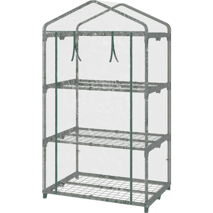 MELAYR, Gewächshaus mit Regale, winterfest Foliengewächshaus Treibhaus für Balkon 69 x 49 x 125 cm Transparent – Bild 2