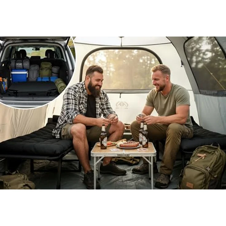 Sofotel Klappbares Gästebett und Sonnenliege mit Matratze und Kissen - 5-stufig verstellbare Gartenliege - für Schlaf und Entspannung - 193 x 67 x 40-75,5 cm - für Camping, Garten und Gäste - Schwarz – Bild 6