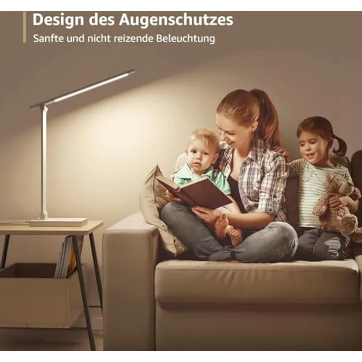 Lepro Schreibtischlampe, LED Tischlampe Dimmbar, Nachttischlampe 800LM 3 Farben und 5 Helligkeitsstufen, Tageslichtlampe Augenschutz, Tischleuchte, Schreibtisch Lampe für Kinder, Büro, Weiß – Bild 4