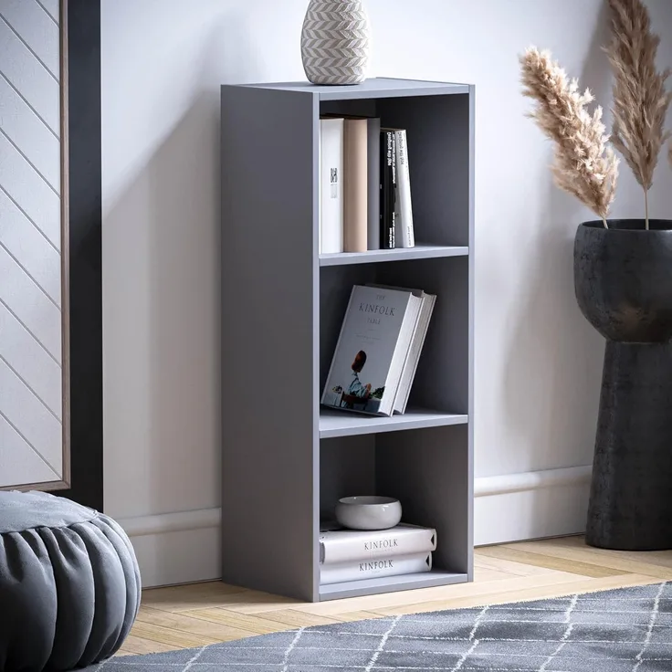 Vida Designs Oxford Bücherregal mit 3 Etagen, Grau aus Holz