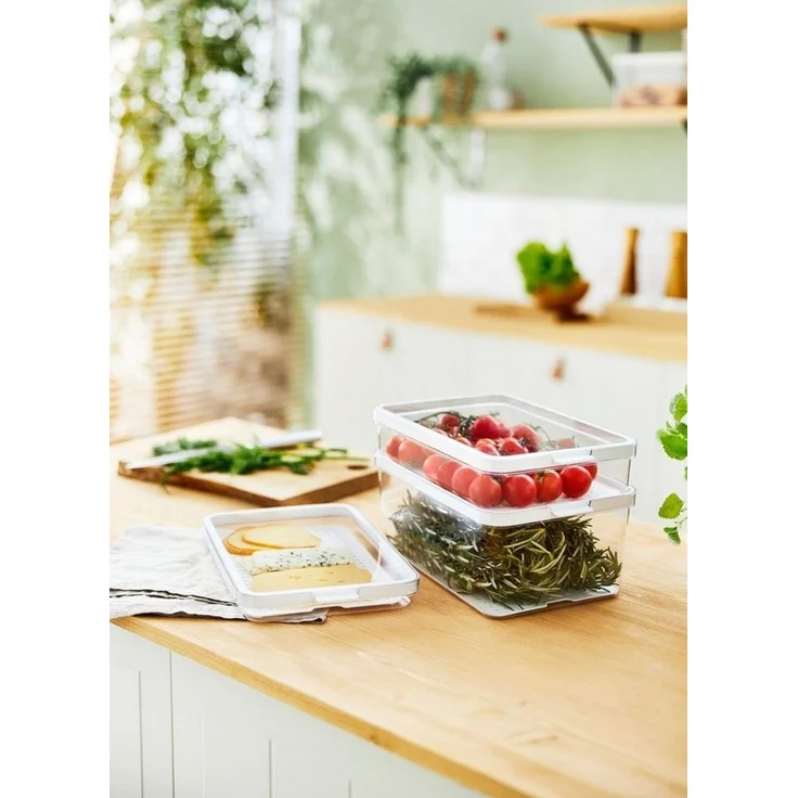 ROTHO Kühlschrankorganizer „Cauma“ 1,3 l – weiß, hochtransparent, mit herausnehmbarem Einsatz & wendbarem Deckel, kombinierbar, schützt Speisen vor Feuchtigkeit & hält länger frisch – Bild 2