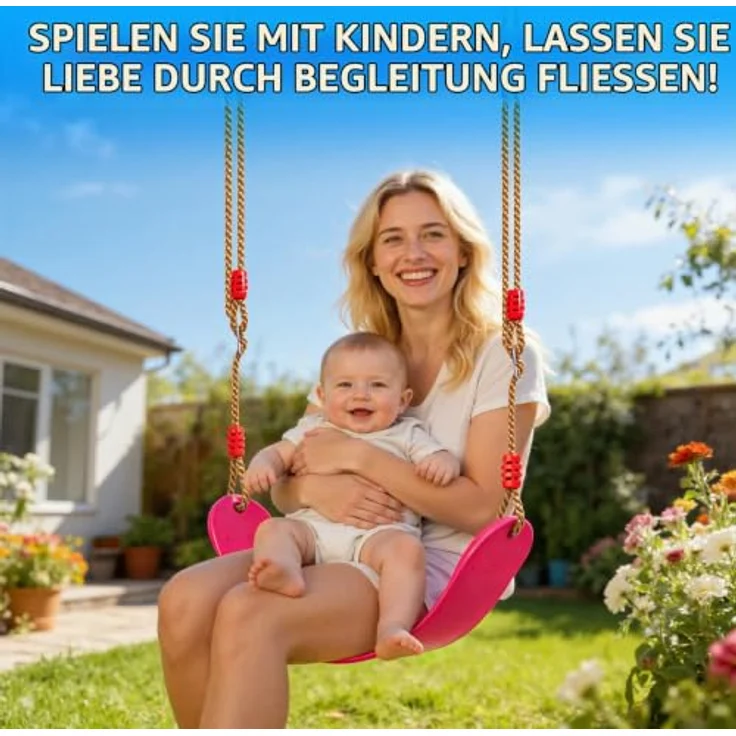 EXTSUD Schaukel Outdoor, Elastischer Kinderschaukel Eva weichen Bord U-Schaukel Brettschaukel Schaukelsitz Schaukelbrett Garten Spielzeug Kinder, Rosa – Bild 6