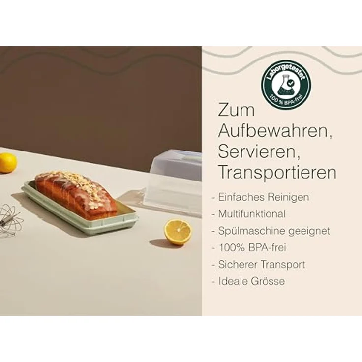 uandu home Kuchentransportbox Tortentransportbox mit Haube und Griff, Kuchenbehälter, Tortenbehälter, (Tortentransportbox mit Haube und Griff, BPA Frei Tortenbehälter), Dishwasher Safe – Bild 6