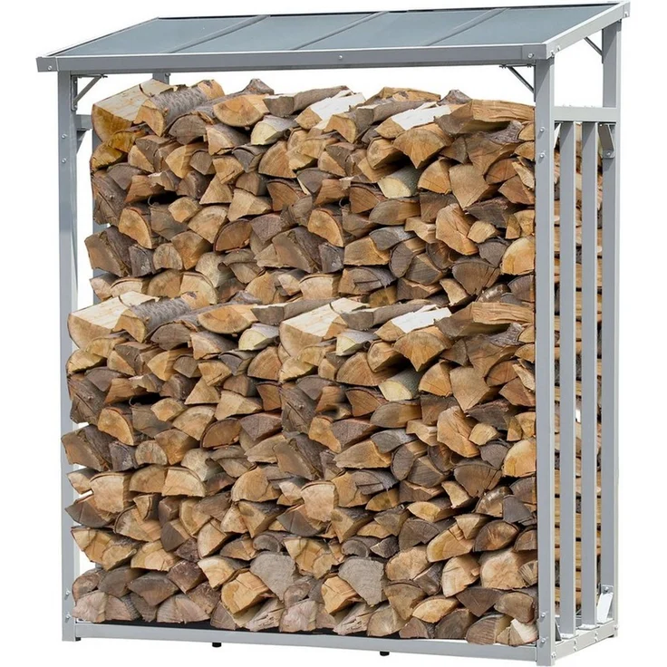 Quick Star Kaminholzregal Außen Aluminium Pro, Mehrere Größen, Mit / Ohne Wetterschutz, BxTxH:130x70x185 cm – Bild 5