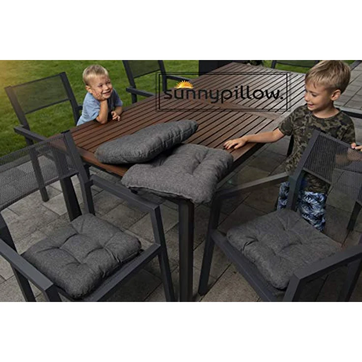 sunnypillow Stuhlkissen 4er Set Stuhlkissen 40x40 cm Bequeme 8cm, Polsterauflage Auflage für Stühle / Bänke – Bild 3