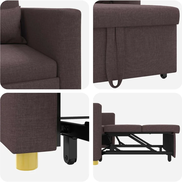 vidaXL Ausziehbare Schlafcouch Einzel Dunkelbraun 90 x 165 x 87 cm 42002688 – Bild 7