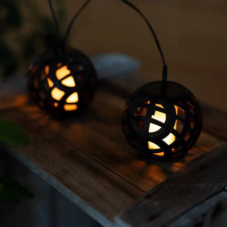 LED Solar Lichterkette, 16x Kugel, Flammen-Effekt, L 200 cm – Bild 9
