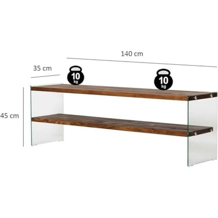 Dmora TV-Möbel Vindemiatrix 140x35x45 cm Braun, 2 Regale – Bild 3