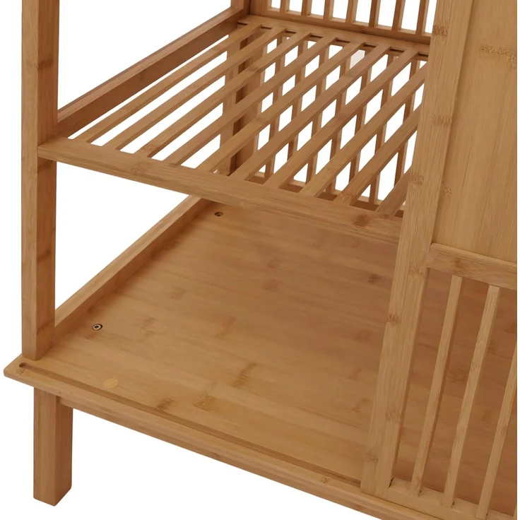 Mendler 'HWC-N81' Badregal mit 3 Regalböden und Schiebetür, Bambus natur, 80 x 45 x 112 – Bild 5