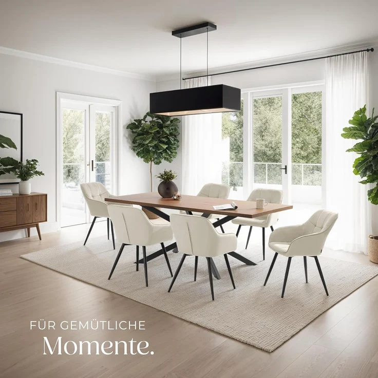 tectake Esszimmerstuhl Marilyn (1er Set, 1 St), gepolstert, in Samtoptik, gesteppt – Bild 2